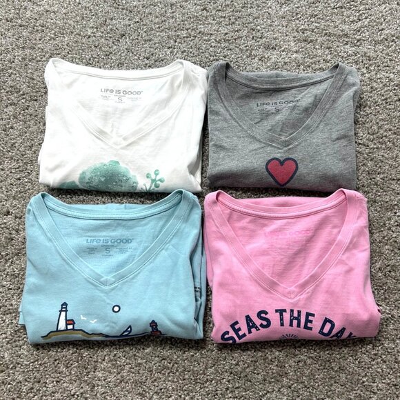 Life Is Good Womens  T-Shirts Bundle Of 4 Small V-Neck Casual Tops - Picture 9 of 9